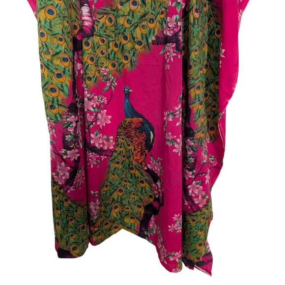 American Leisure Peacock Muumuu Womens Free Size Pink Lightweight Oversized - Picture 6 of 11